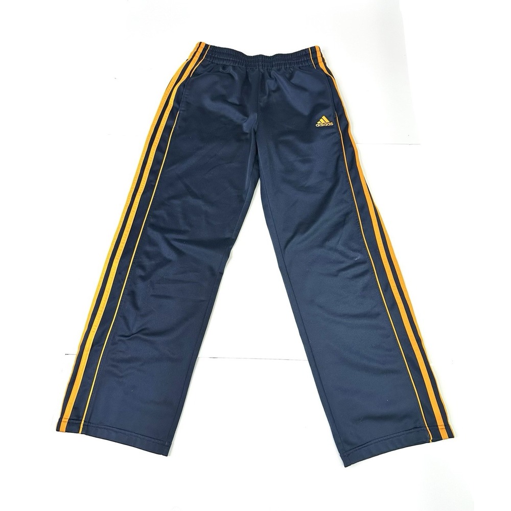 Adidas Sweatpants Youth Size Large (14/16) Boys Navy Blue Gold Yellow Striped